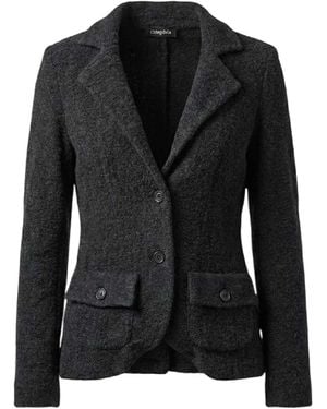 Conquista Charcoal Textured Tailored Blazer With Classic Lapel - Black