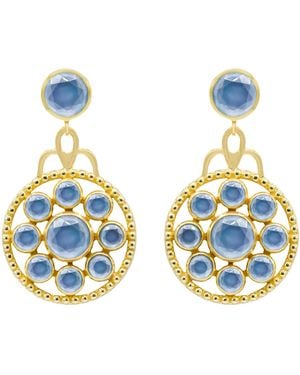 Marcia Moran Florentina Medallion Stone Earrings - Blue