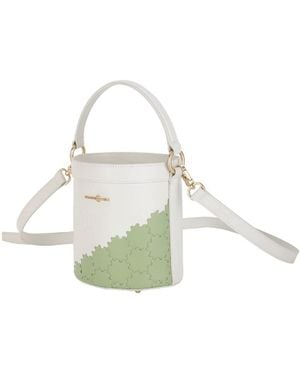 Orange Cube Quilted Impressions Bucket Bag - White