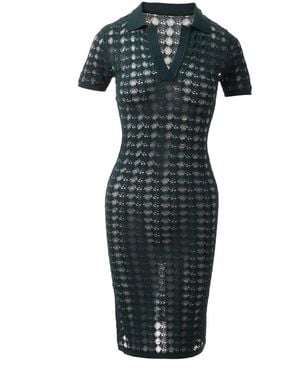 Fully Fashioning Kendall Crochet Knit Mini Dress - Green