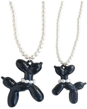 POPORCELAIN Porcelain Balloon Doggie Pearl Necklace - White