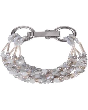 Saachi Beaded Layered Bracelet - Metallic