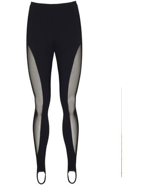 No'design Sheer Detail Elastic Hem Leggings - Blue