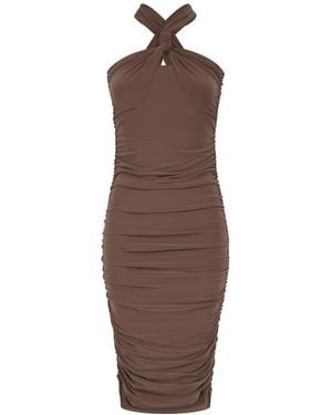 Celestine & Mae Citrine Midi Dress - Brown