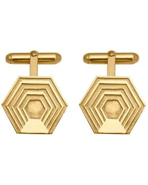 Edge Only Hexagon Cufflinks Large 18Ct Vermeil - Metallic