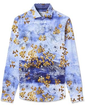 Blake Mill Japanese Flowers Shirt - Blue