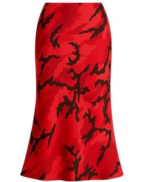 Tantra Spain Sl Printed Midi Skirt With Silk, Flounce, And Elastic Waistband - Red