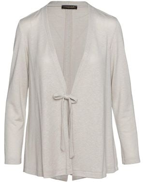 Conquista Neutrals Open Front Linen Cardigan - Grey