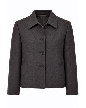 Stovaria Deep Himalayan Yak Wool Cropped Statement Jacket - Black