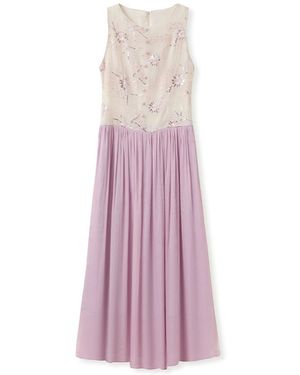 Wjy Studio London Embroidery Flower Top Cream Wedding Dress - Purple