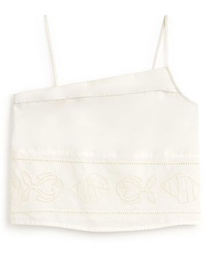 Thinking Mu Raida Embroidered Top - White
