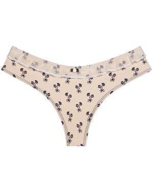 Montce Cynthia Floral Nu-Micro Ruffle Bikini Bottom - Natural