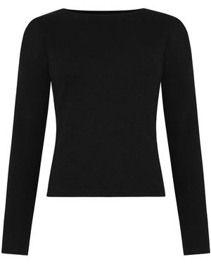 Not Basics Ribbed Boat Neck Long Sleeve T-Shirt - Black