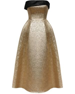 POST MERIDIEM Jacquard Midi Dress With Turn-Up - Natural