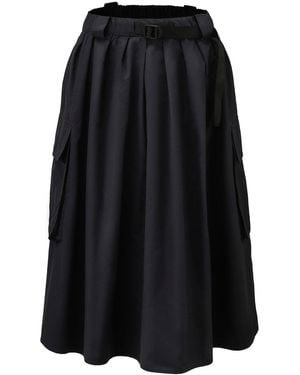 Smart and Joy Flared Cotton Skirt - Black