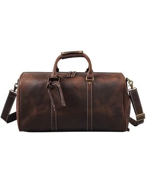 Touri Leather Over-Night With Shoe Storage - Brown