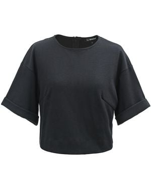 Smart and Joy Minimalist Crop Cotton T-Shirt - Black