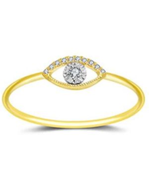 Genevieve Collection 18k Yellow Gold Eye Shape Diamond Ring - Metallic