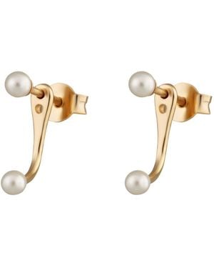 Scream Pretty Pearl Dot Ear Jacket Stud Earrings - Metallic