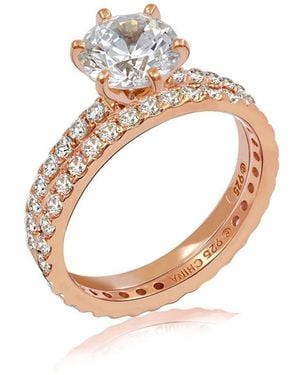 Diamonbliss 3 Carats Round Cut Thin Band Wedding Set - White