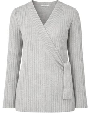 Nuvv Collection Side-Tie Wool Knit Jumper V Neck Italian Yarn - Grey