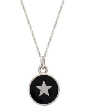 Lime Tree Design Small Star Enamel Necklace Sterling Jet - Metallic