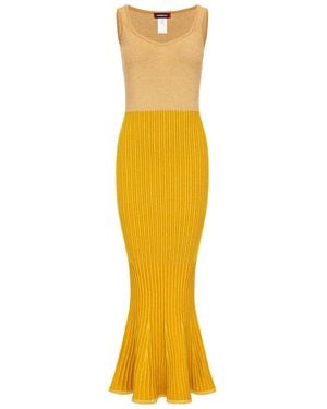Andreeva Golden Hour Metallic Knit Dress - Yellow