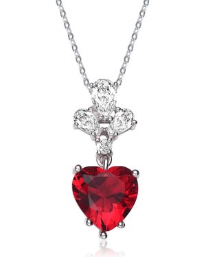 Genevive Jewelry Sterling Cubic Zirconia Heart Pendant Necklace - White