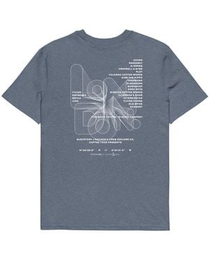 Anchor and Crew Heather Gustatory London Coffee Scene Organic Cotton Embroidered T-Shirt - Blue