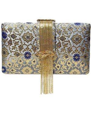Simitri Empress Fringe Clutch - Metallic