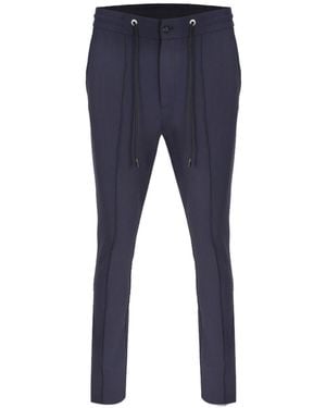 DAVID WEJ Ashford Plain Smart Drawstring Pants - Blue
