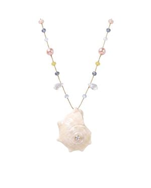 Ormiro Ocean Song Shell & Pearl Necklace - Metallic
