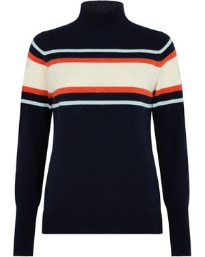 Mirla Beane Cashmere Mix/Cream/ Stripe High Neck Jumper - Blue