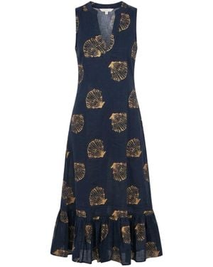 At Last Cotton Lombock Midi Dress - Blue