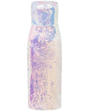 Sour Figs Iridescent Sequin Strapless Midi Dress - Purple