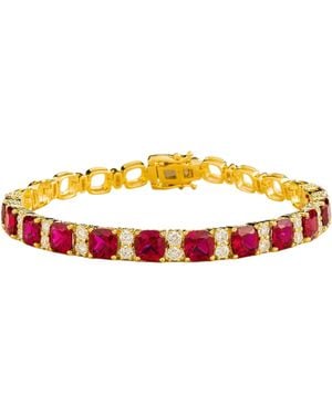 Juvetti Sira Bracelet Set With Ruby & Diamond - Orange