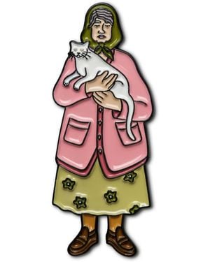 Make Heads Turn Enamel Pin Grandma & Cat - Red