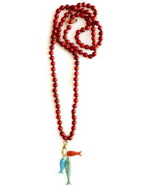 Persia Dona Jewelry Three Fish Necklace - Red