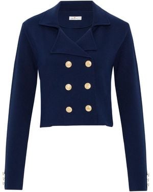 Peraluna Kathy Crop Blazer Knit Jacket - Blue