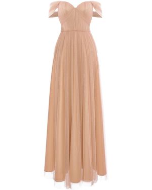 Acob a Porter Neutrals Monica Long Tulle Dress - Natural