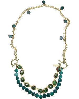 Farra Gemstone With Chain Versatile Necklace - Green