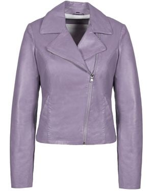 Freaky Nation Leather Biker Jacket Lilac - Purple