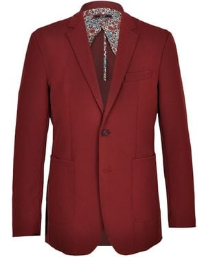 DAVID WEJ Ashford Relaxed Single Breasted Blazer – Burgundy - Red