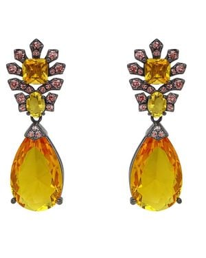 Michael Nash Jewelry Ingrid Topaz Crystal & Cubic Zirconium Drop Pierced Earrings - Metallic