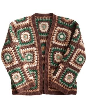 Ana Chic Chocolate Sunburst Handmade Crochet Cardigan - Brown