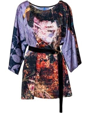 ARTISTA Geisha Printed Satin Dress - Blue