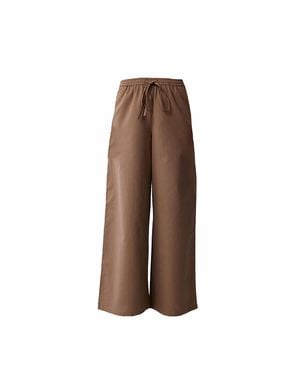 REISTOR Wide Leg Drawstring Trousers - Brown