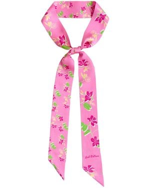 Lost Pattern Beach Blossom Silk Skinny Scarf - Pink