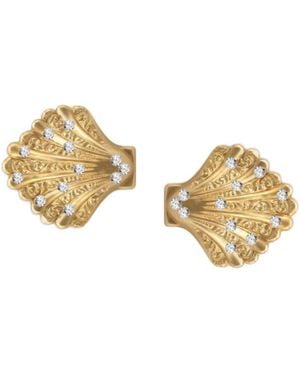 The Pink Reef Vintage Shell Earrings - Metallic