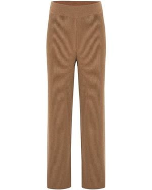 Peraluna Cashmere Blend Straight-Cut Knit Trousers - Brown
